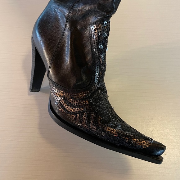 Fabulous sequin and black leather dress boot - new condition! - Picture 5 of 7